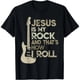 thumbnail image 1 of Camiseta Cristiana Guitarrista "Jesús es mi Roca y Así Ruedo" para Mujer - Talla Extra Grande, 1 of 7