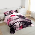 thumbnail image 3 of Homewish Japan Ink Painting Bedding Comforter Set,Japanese Natural Scenery Twin Comforter Sets,Pink Flower Waterfall Bedding Set For Adults,Ultra Soft Home Decor Reversible,2 Pieces, 3 of 8