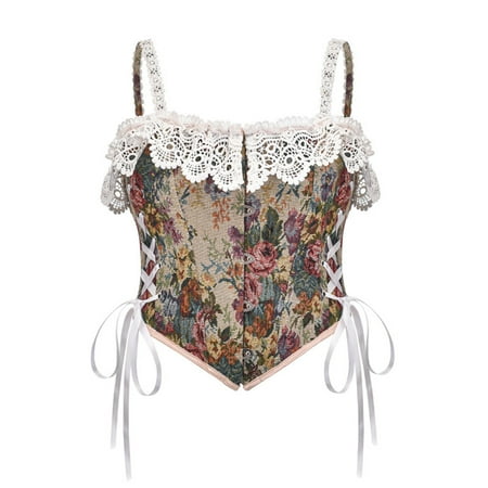 

Dadaria Corset Tops for Women Lace Lace Vintage Print Up Steel Buckle Sling Shapewear Multicolor L Women