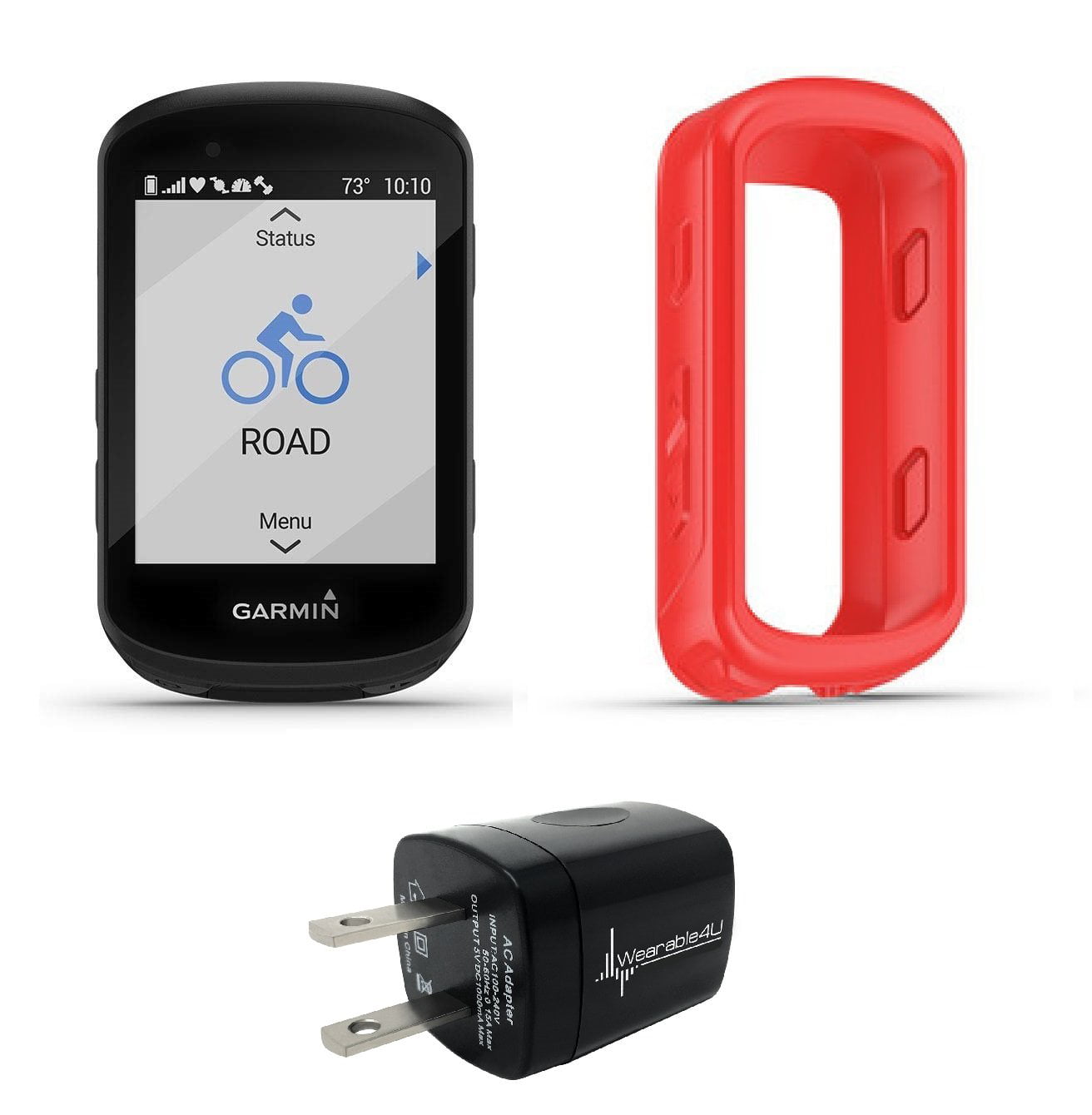 Garmin Edge 530 GPS Cycling Computer w Garmin Black Silicone Case Wall Charging 