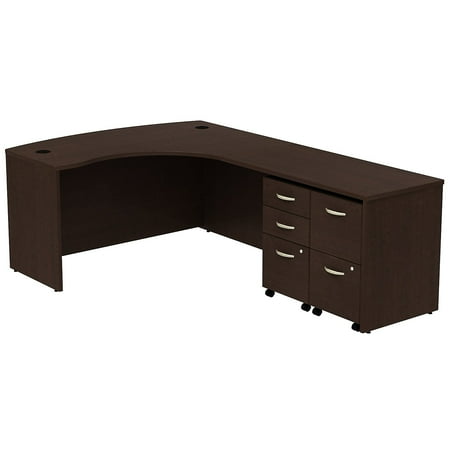 UPC: 0042976529499 | Bush Business Furniture Series C Bow Front Right Handed L-Shaped Desk with 2 Mobile Pedestals – Mocha Cherry