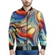 thumbnail image 3 of Chaqueta con cremallera con patrón psicodélico abstracto para hombre, chaqueta holgada informal de manga larga con estampado 3D colorido para otoño, ropa de calle, 3 of 5
