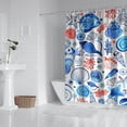 thumbnail image 3 of Nautical Beach Shower Curtain with Starfish, Seahorse, and Marine Creatures Print, Tropical Coral and Ocean Anchor Design, Vintage Seaside Summer Theme, Waterproof 72x84, 3 of 5