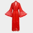 thumbnail image 4 of SwiftWear Women's Sheer Mesh Kimono Robe Heart Print Loungewear with Bell Sleeves & Tie Waist, Flowy Long Robe for Special Occasions Gifts, Red, 4 of 9
