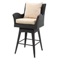 thumbnail image 3 of SAFAVIEH Hayes Outdoor Patio Counter Stool with Pillow and Cushion, Black/Beige, 3 of 5