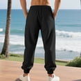 thumbnail image 5 of SYMOID Men's Casual Cargo Pants - Nylon Spandex Stretch, Adjustable Drawstring Waist & Cuffed Ankles, Black, Size L - Comfortable for Everyday/Beach/Light Sports, 5 of 9