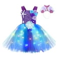 thumbnail image 3 of ibiyuan Light Halloween Girl Dress Up Ruffle Sleeve Baby Girl Halloween Outfit Pumpkin Print Y2k Clothes Puff Sleeve Tulle Dress Halloween Party Birthday Gifts, 3 of 6