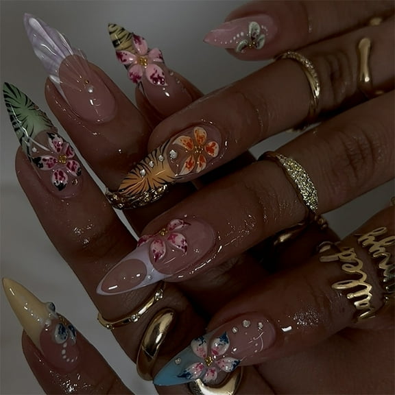 30-Count Ins-Style Cute Handmade Press On Acrylic Nails | Ideal for Fashion-Forward Nail Lovers, Comes with Adhesive Tabs for Quick Application