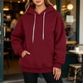 thumbnail image 2 of Vrorvz Womens Hooded Sweatshirt Drawstring Long Sleeve Sweatshirts Casual Loose Soft Lounge Top with Pockets, 2 of 5