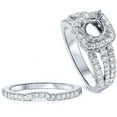 thumbnail image 2 of Pompeii 1ct Cushion Halo Diamond Engagement Mount Set 14K White Gold (G/H,SI1-SI2), 2 of 4
