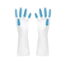 Blue Blue Rubber Household Gloves For Kitchen Cleaning Dish Washing Heavy Duty Waterproof With Cotton Lining #v8BBQ
