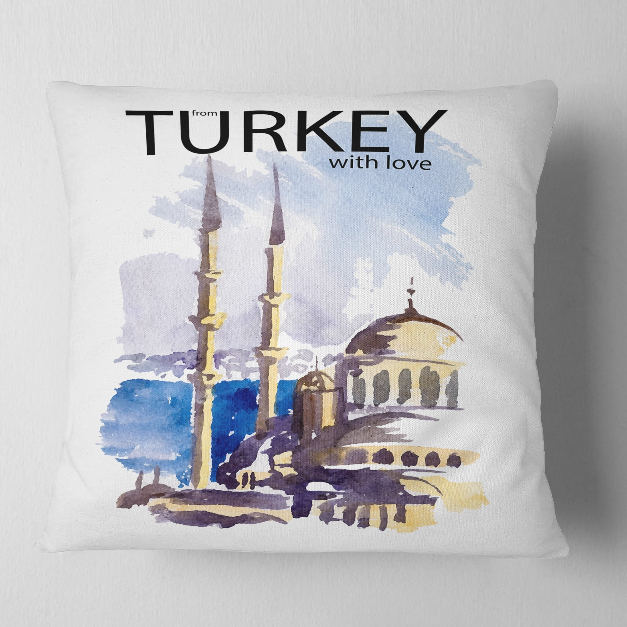 Designart Turkey Vector Illustration - Cityscape Throw Pillow - 18x18