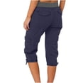 thumbnail image 5 of SDNall Cargo Capris for Women Casual Solid Color High Waist Cargo Pants A-Line Loose Wide Leg Pocket Quick Drying Womens Capris, 5 of 9