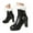 Black, variant on Women's Ankle Boots Belt Buckle Warm Fur Lined Chunky High Heel Side Zipper Fashion Winter Booties