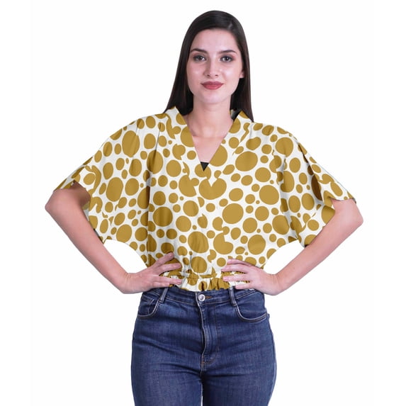 Moomaya Womens Wrap Top Printed V-Neck Short Wrap Blouse Casual Clothing