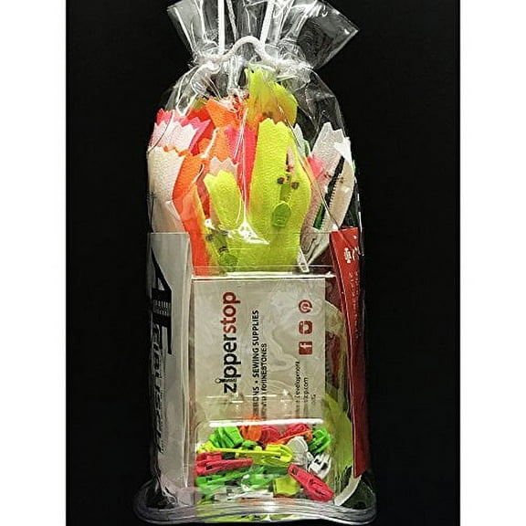 22" YKK Zippers and Coil Sliders- Mixed Neon Colors for Apparel, Sewing & Craft Projects- 12 YKK zippers & 30 Pulls- Made in USA