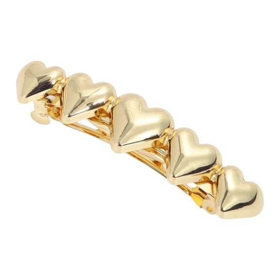 Unique Bargains 1 Pc Hair Barrettes Glossy Heart Hair Clips Gold Tone