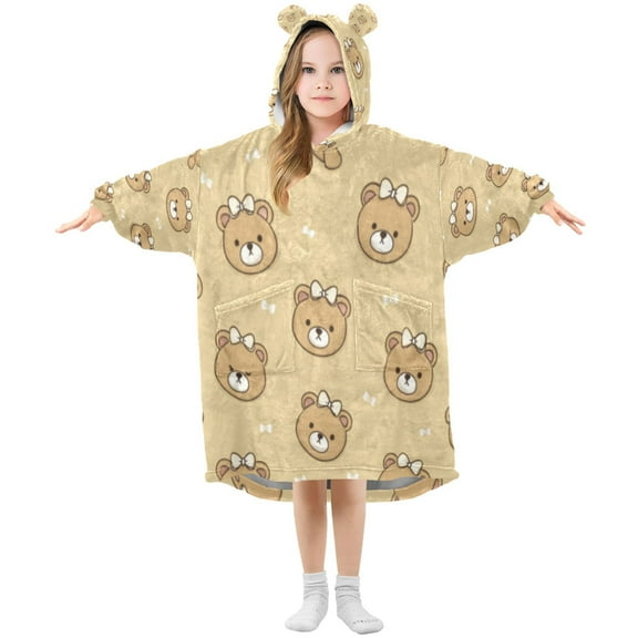 BZSMCE Wearable Blanket Hoodie Fashion Teddy Bear Pattern Parade Home Wear