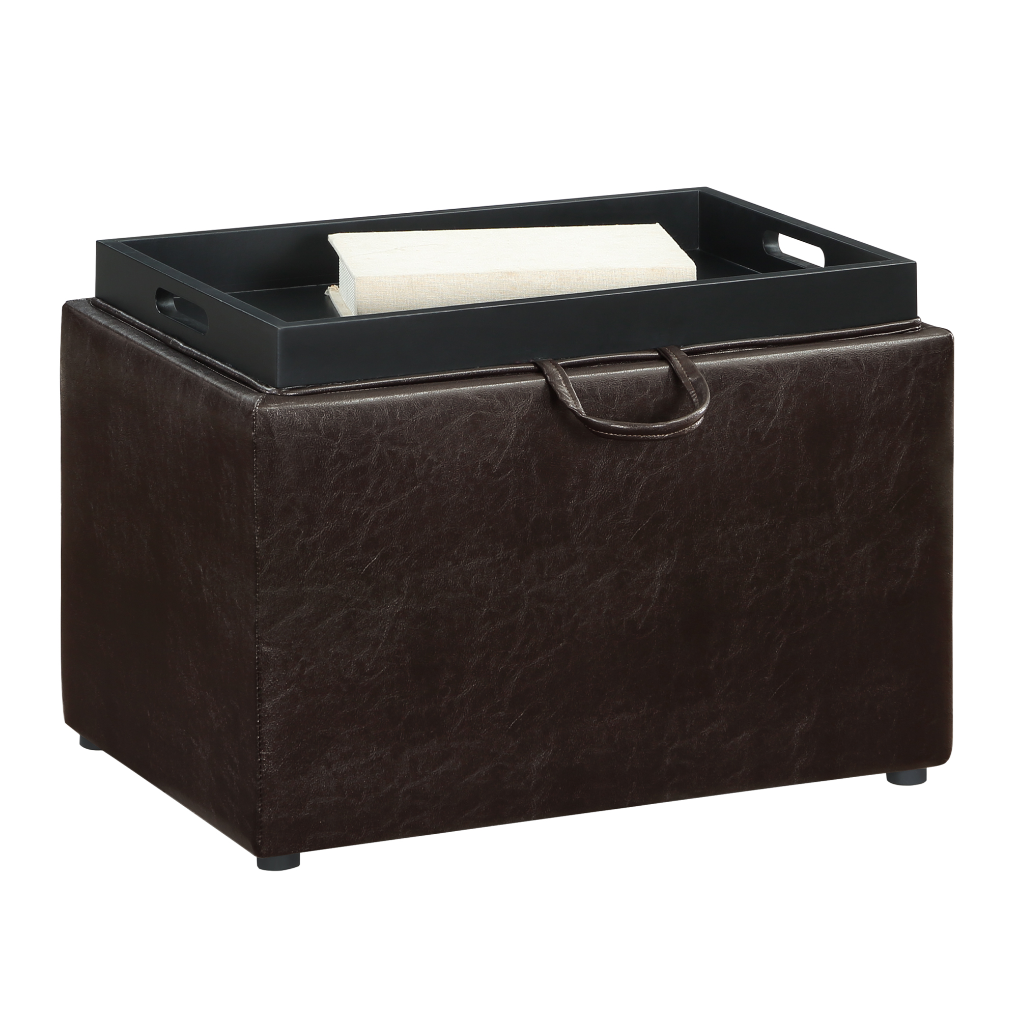 Convenience Concepts Designs4Comfort Accent Storage Ottoman with Reversible Tray, Espresso Faux Leather - image 5 of 8