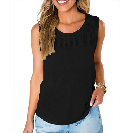 

Round Neck Women Sleeveless Casual Knit Tops Female Shirt Camisole Vest