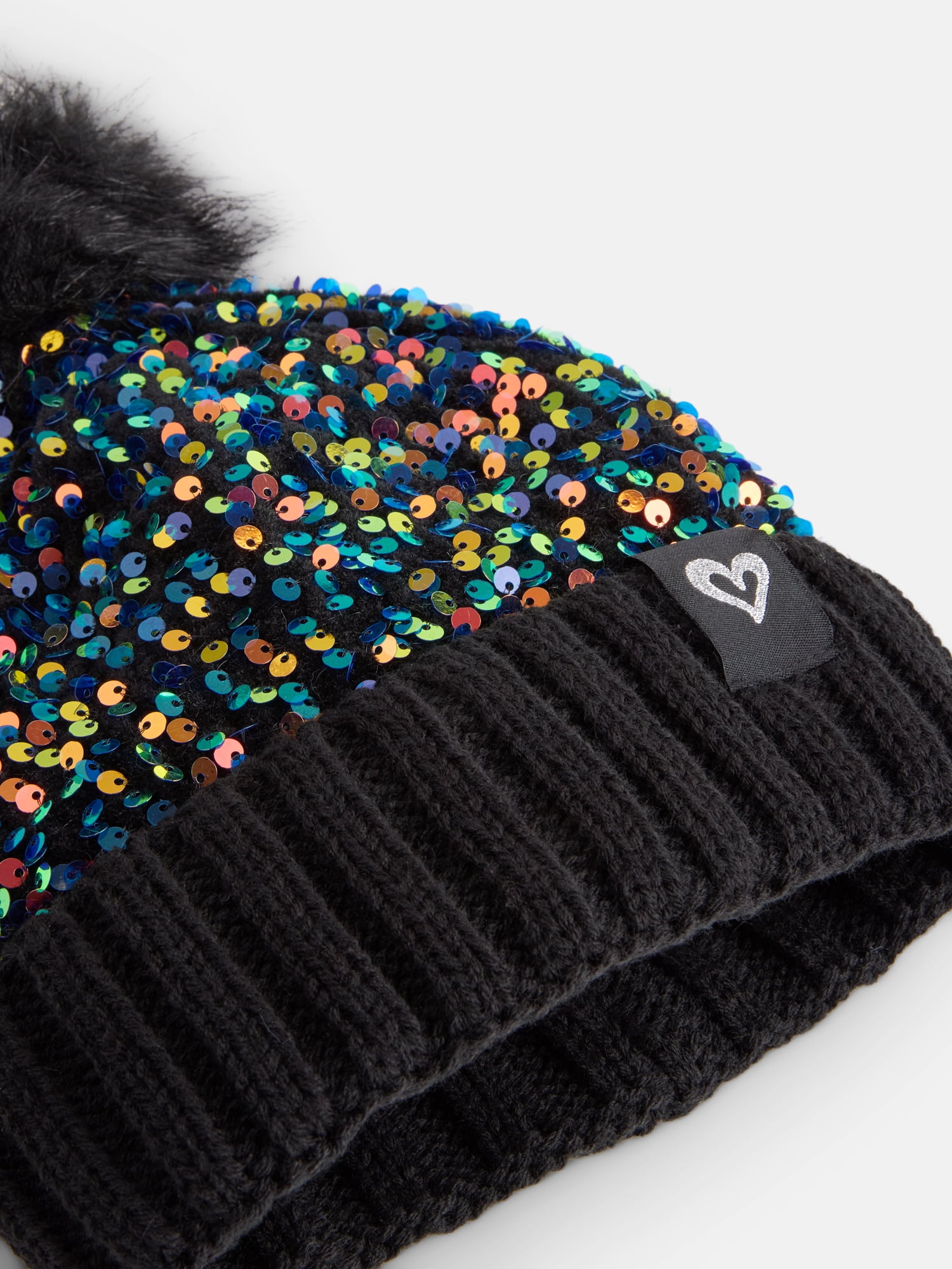 Justice Girls Velvet Sequin Hat and Glove Set, Black