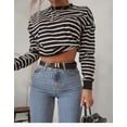 thumbnail image 3 of One opening Fashion Women's Long Sleeve Crop Top T-Shirts Casual Women Loose Pullover Tops Spring Clothes Outdoor Short T-Shirt Suits, 3 of 5