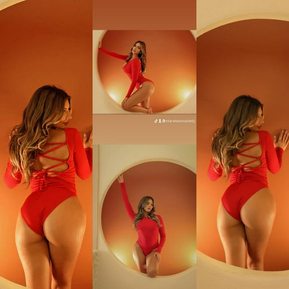 LADIES Ribbed Scoop Neck Long Sleeve Bodysuit SIZE -M  WITH FREE SHIPPING