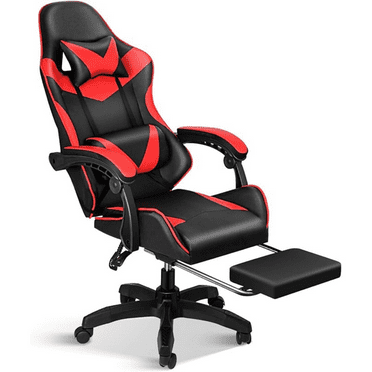 Gaming Chair, Backrest and Seat Height Adjustable Swivel Recliner Racing Office Computer Ergonomic Video Game Chair with Footrest and Lumbar Support, Red/Black