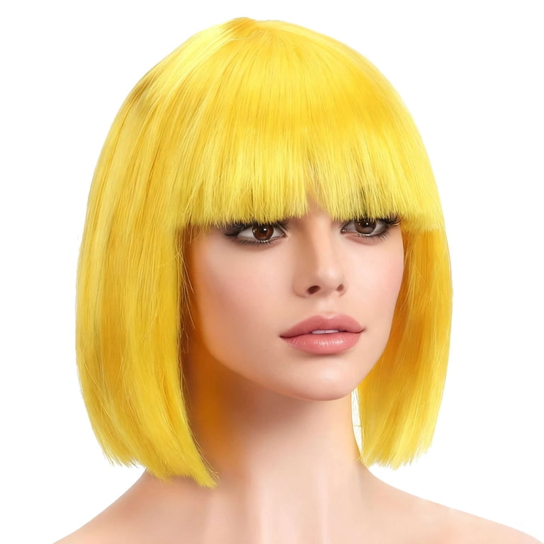 BadPiggies Bob Wig With Flat Bangs 12 Inch Short Straight  display picture 1