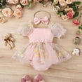 thumbnail image 6 of IBTOM CASTLE Newborn Toddler Baby Girls Fall Outfit Butterfly Romper Princess Dress with Headband 1st Birthday Cake Smash Clothes for Photo Shoot 6-12 Months Pink Flower, 6 of 8