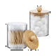 thumbnail image 5 of ckepdyeh - Porta hisopos, organizador de baño, contenedores de almacenamiento, frascos de plástico transparente con tapas de bambú para bolas de algodón, hilo dental, 5 of 6