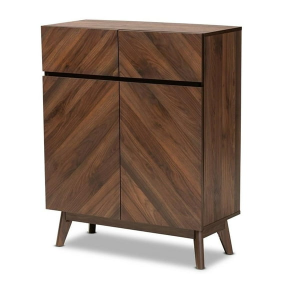 Pemberly Row Wood Shoe Cabinet in Walnut Brown