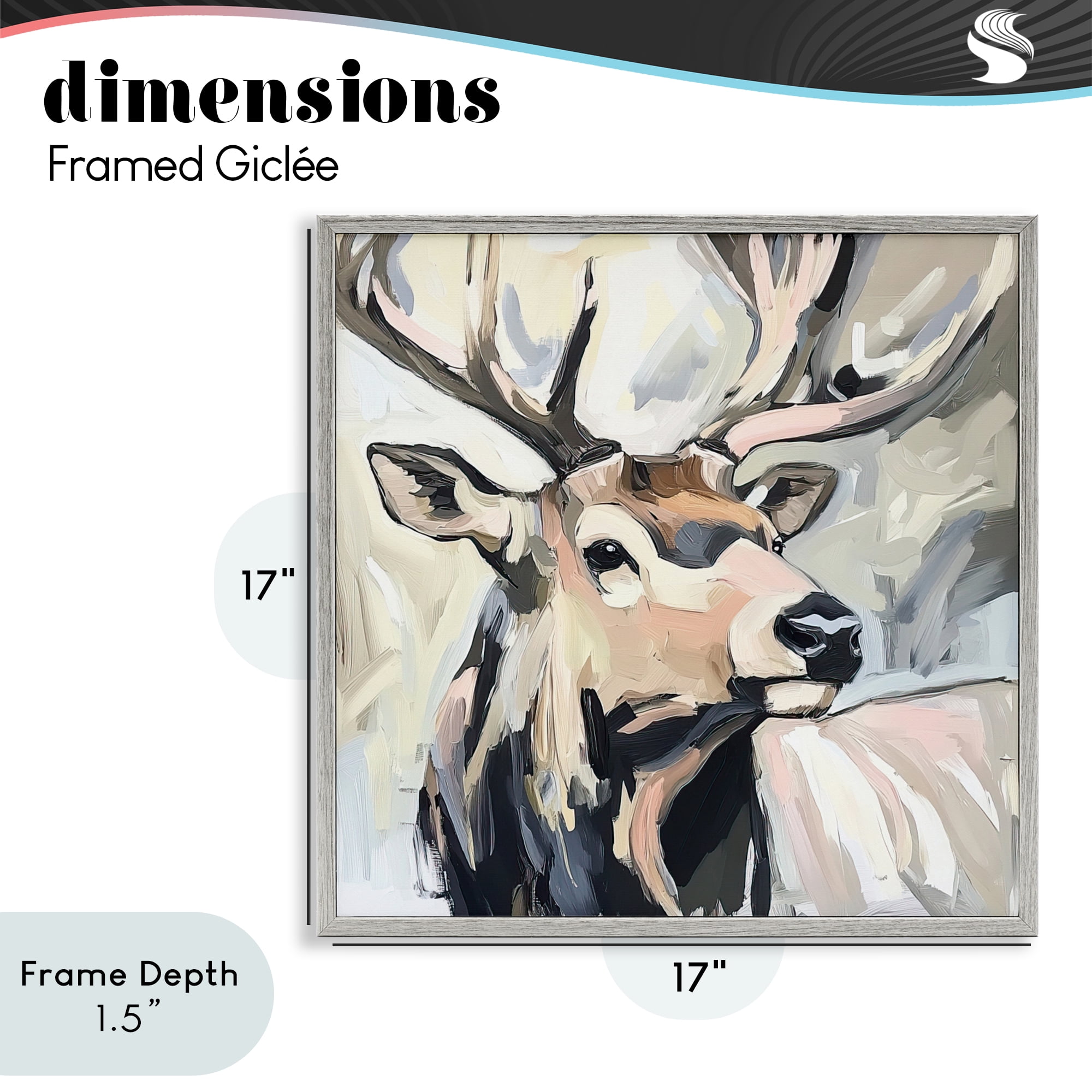 Stupell Industries Neutral Bull Elk Portrait Gray Framed Giclee Art, design by Tina LeCour