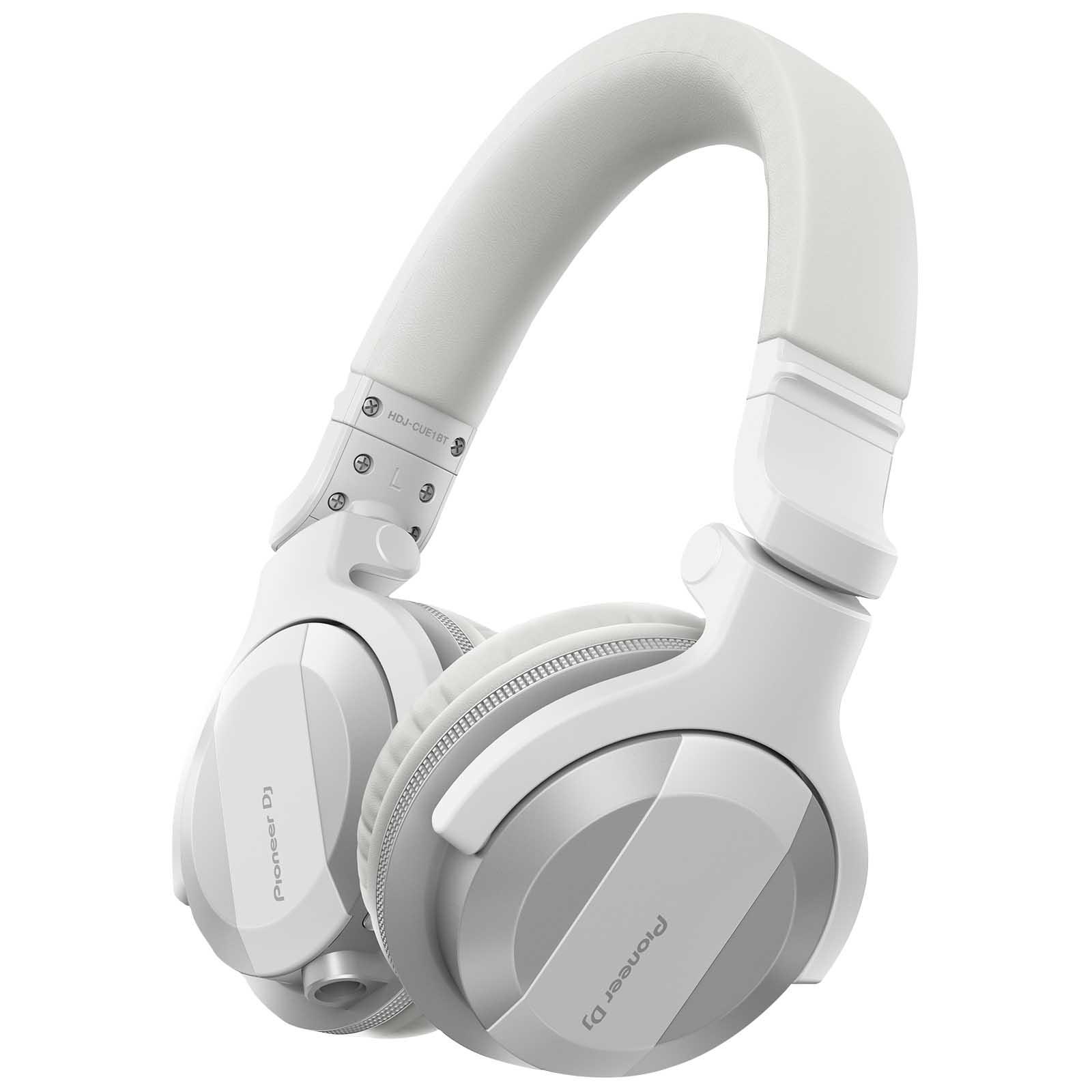 Pioneer DJ HDJ-CUE1BT White Wireless Bluetooth Headphones with Pink Ear Pad Accessories Package