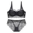 thumbnail image 1 of Gibobby Conjunto de lencería Sujetador push-up de encaje sexy, ropa interior para mujer, conjunto de sujetador y sujetador para niñas(Negro, 85C), 1 of 2