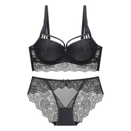 oqasdz Lingerie Sets for Women Sexy Lace Edge Gathering Bras Underwear Thin Breathable Bra Set