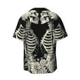 thumbnail image 6 of Lsque Skeletons Love Flowers print Men's Cuban Collar Short Sleeve Shirt Summer Beachwear Casual Button Down Fashionable Vacation Leisure Shirt-X-Large, 6 of 7