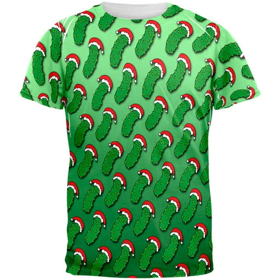 Christmas German Pickle Pattern All Over Mens T Shirt Multi MD