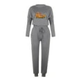 thumbnail image 5 of up to 60% off Gifts Lounge Set for Women Womens Thanksgiving Day 2 Piece Outfits Car Print Long Sleeve Pullover Top Drawstring Elastic Waist Pant Sets Casual Pocket Loungewear Sets Holiday, 5 of 6