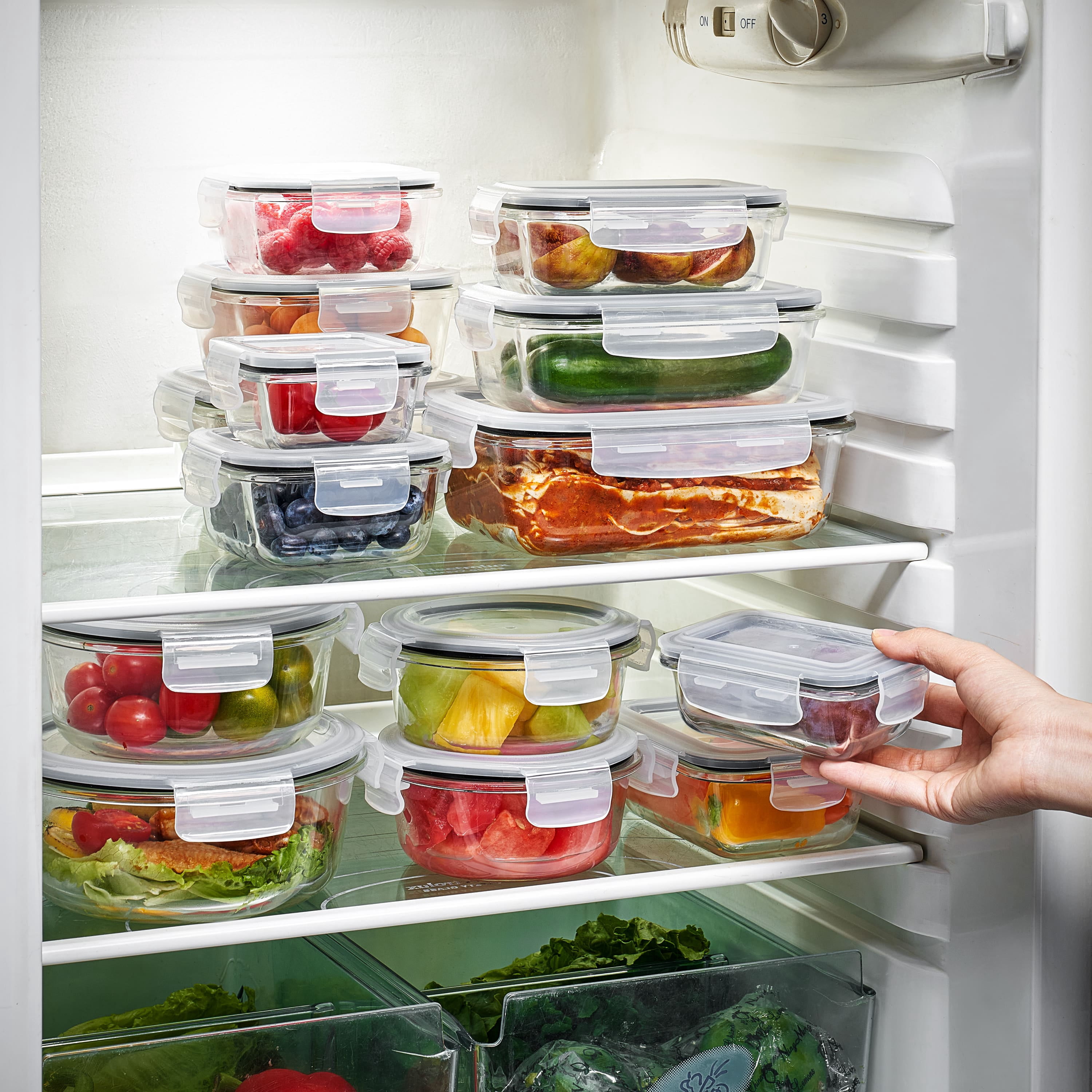Sorbus 28-Piece Glass Food Storage Containers with Lids - Airtight, Microwave, Fridge, Dishwasher, Oven Safe, BPA-Free, Stackable, Meal Prep Containers