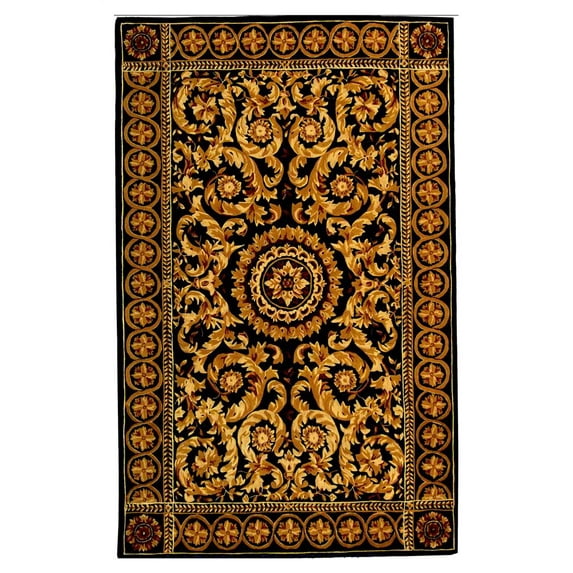 Black & Gold Border Rug with Center Medallion (8 ft. x 11 ft.)