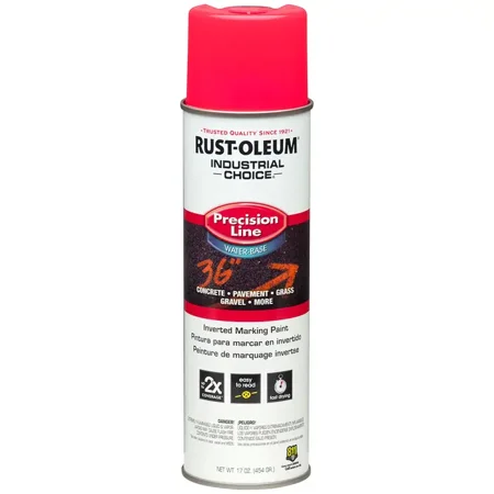 17 oz Rust-Oleum 1861838 Industrial Choice Fluorescent Pink Precision Line Inverted Marking Paint, Water-Based