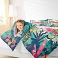 thumbnail image 4 of Feelyou Kawaii Leopard Cheetah Queen Comforter Set, Green Leaves Botanical Bedding Sets, Cute Jungle Animal Reversible Bedding Comforter Set, Microfiber Bedroom Decor, 3pcs, 4 of 8