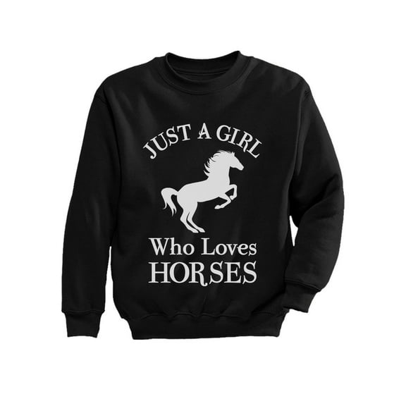 Tstars - A Girl Who Loves Horses Horse Lover Gift Youth Kids Sweatshirt X-Large Black