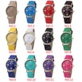 thumbnail image 1 of stanreset Montre Ronde en Cuir pour Femmes, Hommes, Garçons, Filles, Design Simple Rouge, 1 of 6
