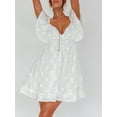 thumbnail image 2 of SUNSIOM Robe d'Été Décontractée pour Femmes Mini Robe Motif Floral Col en V Profond Manches Volantes Robe Ligne A Mode Plage Vacances, 2 of 6