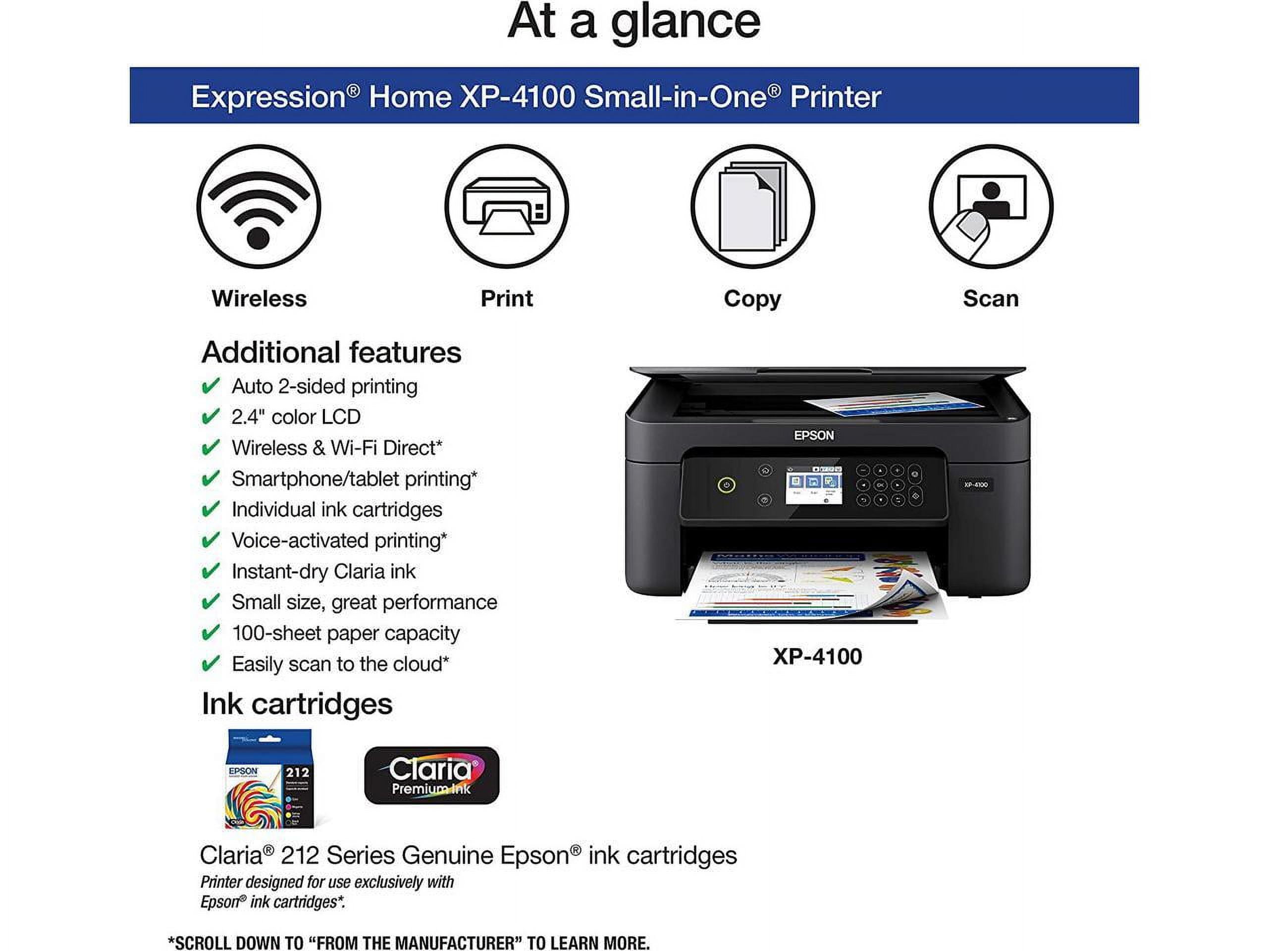 Epson Expression Home XP-4100 Wireless Color Printer with Scanner