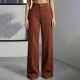 thumbnail image 2 of Womens Corduroy Straight Leg Pants, Elastic Back Waist Loose Casual Trousers with Pockets, Business Casual Office Work Daily Wear | VerBelle,Coffee L, 2 of 8
