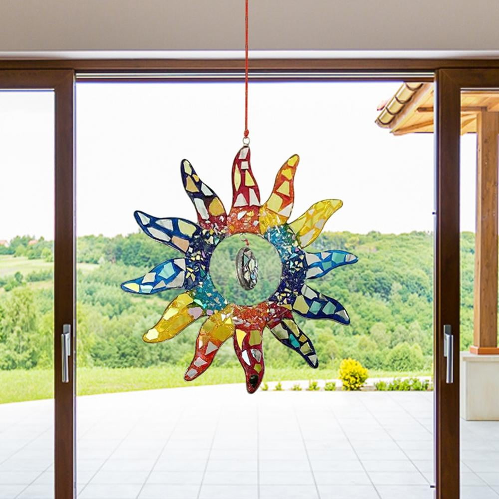 Acrylic Stained Glass Panel Hanging Suncatcher Outdoor Garden Decor Pendant 