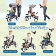 thumbnail image 6 of Baby Tricycle, 7 in 1 Folding Toddler Bike with Canopy, Rotatable Seat, Cup Holder & Storage, Trike for 1-5 Year Old, Gray, 6 of 7